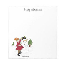 Frohe Weihnachten Kleines Mädchen Notizblock