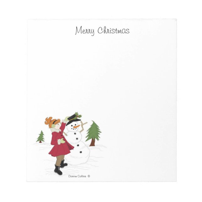 Frohe Weihnachten Kleines Mädchen Notizblock (Vorderseite)