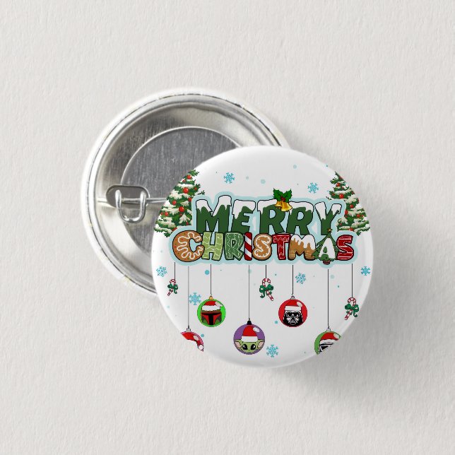 Frohe Weihnachten Knopf Button (Vorne & Hinten)
