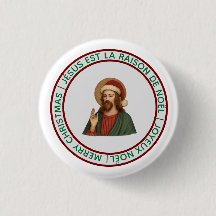 Frohe Weihnachten Knopf - Joyeux Noel Jésus Raison