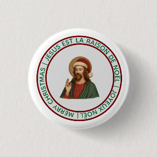 Frohe Weihnachten Knopf - Joyeux Noel Jésus Raison Button