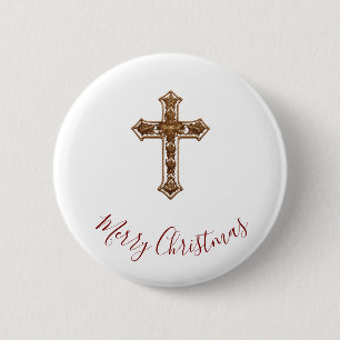 Frohe Weihnachten Knopf - Kreuz Button