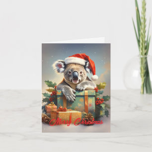 Frohe Weihnachten Koala mit Geschenken und Stechpa