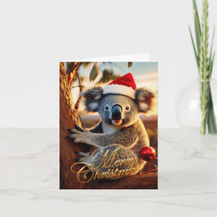 Frohe Weihnachten Koala sitzt in Gumtree Karte