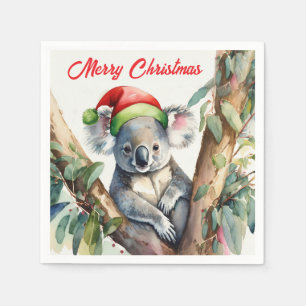 Frohe Weihnachten Koala sitzt in Gumtree Serviette