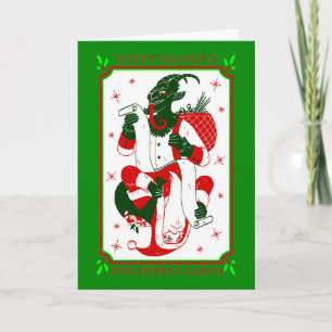 frohe weihnachten krampus santa einladung