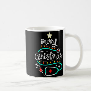 Frohe Weihnachten Krankenschwester Arzt Stethoskop Kaffeetasse