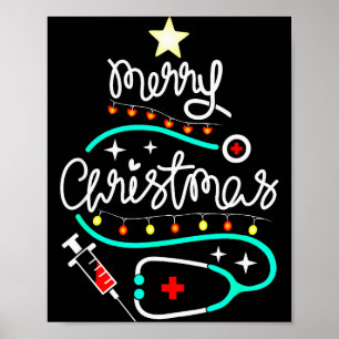 Frohe Weihnachten Krankenschwester Arzt Stethoskop Poster