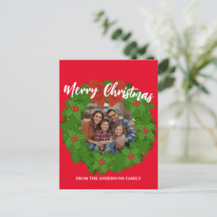 Frohe Weihnachten Kranz Foto Familienname Postkarte