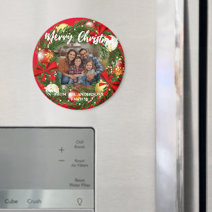 Frohe Weihnachten Kranz Foto Personalisiert Famili Magnet