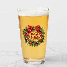 Frohe Weihnachten Kranz Glas Tumbler