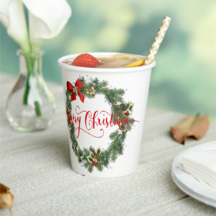 Frohe Weihnachten Kranz Pappbecher