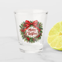 Frohe Weihnachten Kranz Schnapsglas