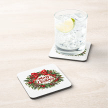 Frohe Weihnachten Kranz Untersetzer Set von 6