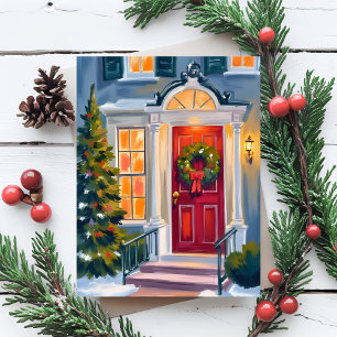 Frohe Weihnachten Kranz Wasserfarbe Rot