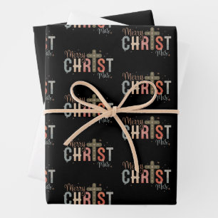 Frohe Weihnachten Kreuz Religiös Christliche Famil Geschenkpapier Set
