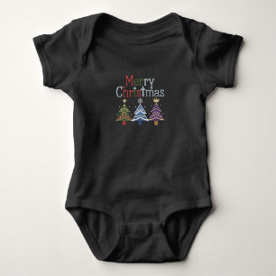 Frohe Weihnachten Kreuz Xmas Baum Retro Baby Strampler