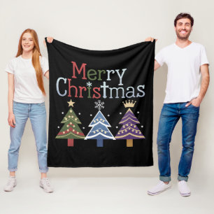 Frohe Weihnachten Kreuz Xmas Baum Retro Fleecedecke