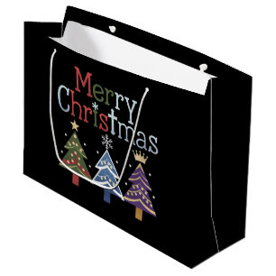 Frohe Weihnachten Kreuz Xmas Baum Retro Große Geschenktüte