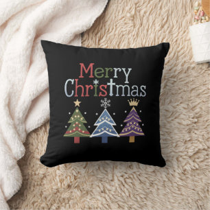 Frohe Weihnachten Kreuz Xmas Baum Retro Kissen