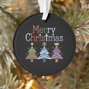 Frohe Weihnachten Kreuz Xmas Baum Retro Ornament