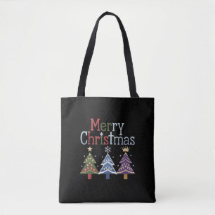 Frohe Weihnachten Kreuz Xmas Baum Retro Tasche