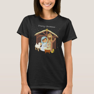 Frohe Weihnachten & Krippe Christlicher Glaube H T-Shirt