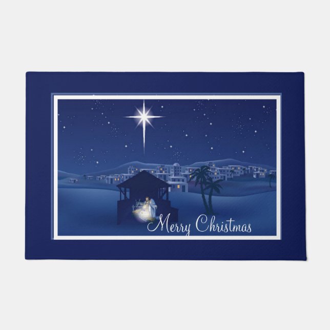 Frohe Weihnachten Krippe Fußmatte (Vorderseite)