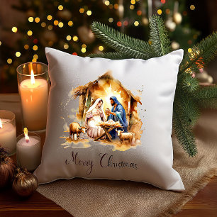 Frohe Weihnachten Krippe Kissen