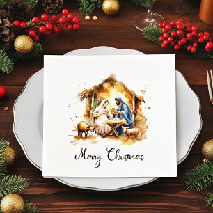 Frohe Weihnachten Krippe Serviette