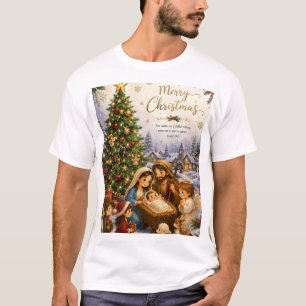 Frohe Weihnachten Krippenbaum T-Shirt 
