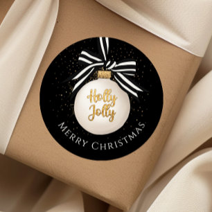 Frohe Weihnachten Kugel Schwarz Runder Aufkleber
