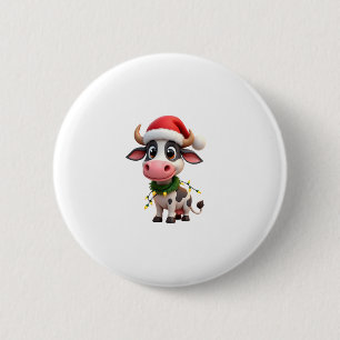 Frohe Weihnachten Kuh Santa Weihnachtslichter Kuh Button
