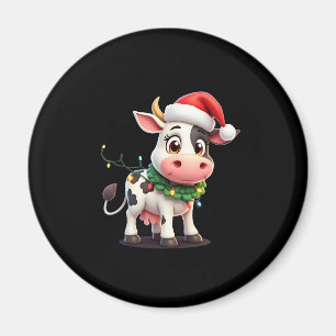 Frohe Weihnachten Kuh Santa Weihnachtslichter Kuh  Magnet