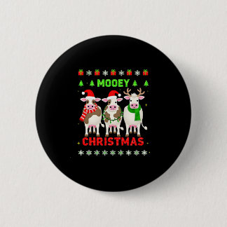 Frohe Weihnachten Kuh Weihnachten hässlicher Sweat Button