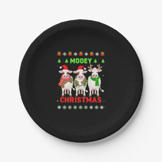 Frohe Weihnachten Kuh Weihnachten hässlicher Sweat Pappteller