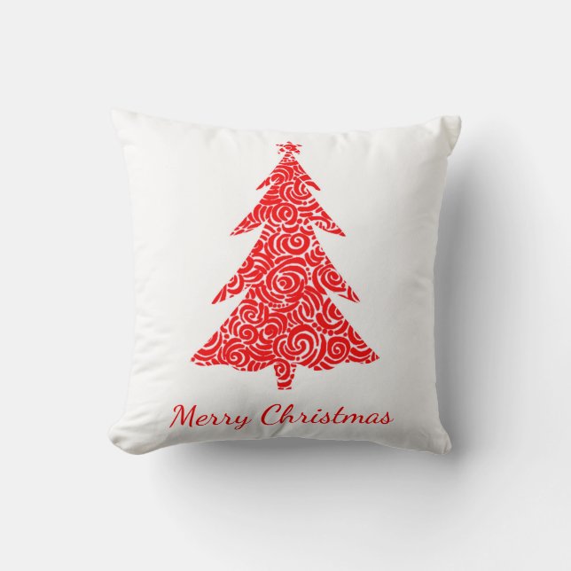Frohe Weihnachten, künstlerisch roter Wirbel Baum, Kissen (Vorderseite)