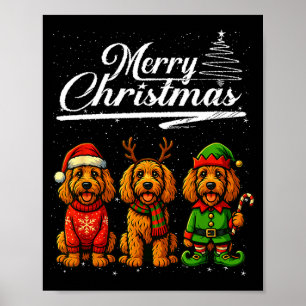 Frohe Weihnachten Labradoodle Rentier Elf Santa Hu Poster