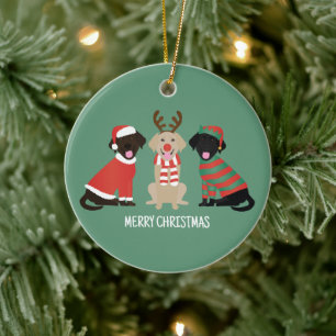 Frohe Weihnachten Labrador Retriever Hunde Keramik Ornament