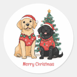 Frohe Weihnachten Labrador Retriever Hunde Runder Aufkleber