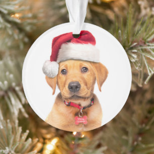 Frohe Weihnachten Labrador Welpe in Weihnachtsmann Ornament
