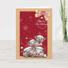 Frohe Weihnachten lächelnde Schweine mit Weihnacht Karte