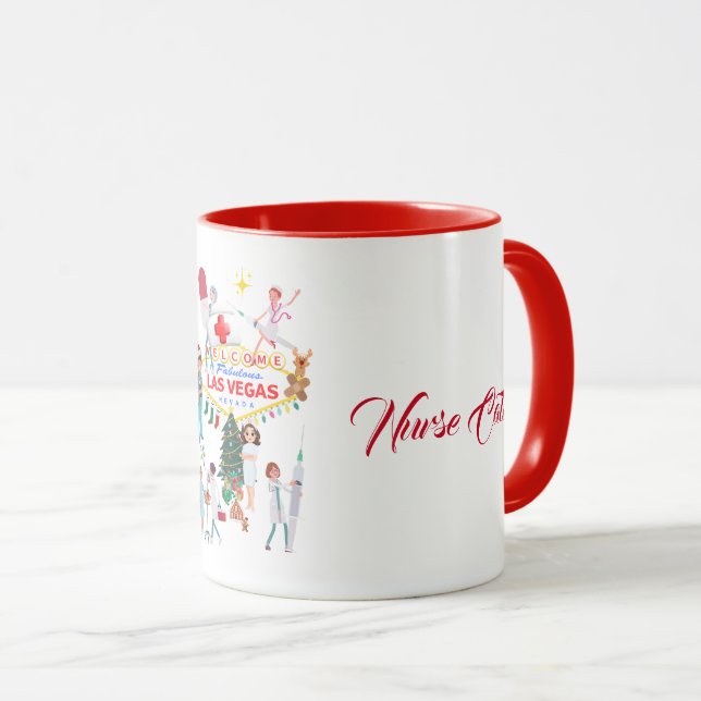Frohe Weihnachten Las Vegas Nurse Tasse (VorderseiteRechts)