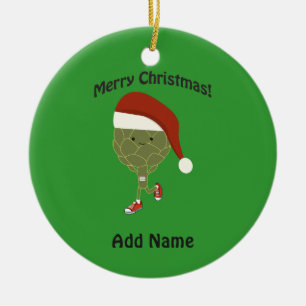 Frohe Weihnachten! Laufende Artischocke Keramikornament
