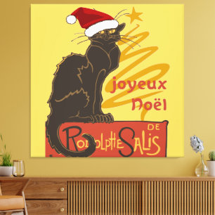 Frohe Weihnachten Le Chat Noir mit stilisiertem go Leinwanddruck