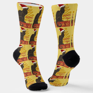 Frohe Weihnachten Le Chat Noir mit stilisiertem go Socken