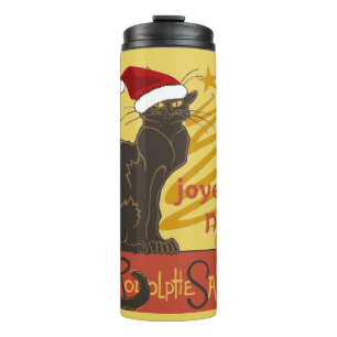 Frohe Weihnachten Le Chat Noir mit stilisiertem go Thermosbecher