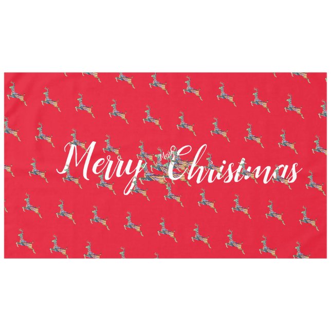 Frohe Weihnachten Leaping Deer Tischdecke (Vorderseite (Horizontal))