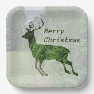 Frohe Weihnachten Leaping Hirsch Papierplatte Pappteller