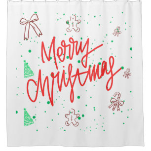 Frohe Weihnachten Lebkuchen Design. Duschvorhang